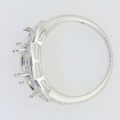 Sterling Silver semi mount ring setting with Moissanite accent, showcasing 7x7mm and 5x5mm halo design.