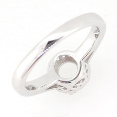 Sterling silver semi mount ring setting with halo design, ready for custom Moissanite gemstone placement.
