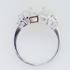 Sterling Silver Semi Mount Ring Setting with White Topaz, designed for a 9x7mm oval gemstone.