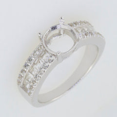 Sterling Silver Semi Mount Ring Setting with Round RD 8x8mm and Baguette accents, custom made to order.