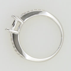Sterling silver semi mount ring setting with round RD 8x8mm baguette details for customizable jewelry designs.