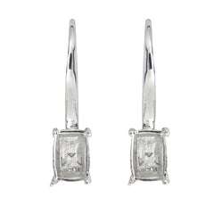 Sterling Silver Semi Mount Earrings Setting with Cushion for 7x5mm stones, featuring dangle leverback design.