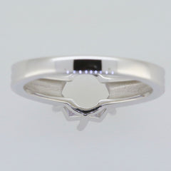 Sterling Silver semi mount ring setting for a round gemstone, featuring a polished band and intricate design.