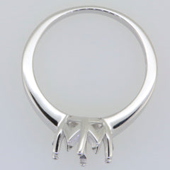 Sterling silver semi mount ring setting for round 9x9mm gemstone, elegant design for custom solitaire rings.