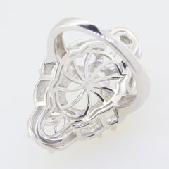 Sterling Silver Semi Mount Ring Setting with intricate design, suitable for oval gemstones and made to order.