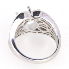 Men's sterling silver semi mount ring setting, designed for a round gemstone, showcasing elegant intricate details.