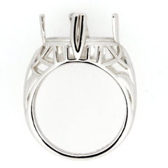 Sterling Silver Semi Mount Ring Setting in Art Deco Style for 18x13mm Oval Gemstone - Custom Made