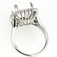 Sterling silver semi mount ring setting with halo design, featuring small D Color Moissanite accents.