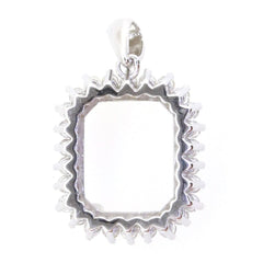 Sterling Silver Semi Mount Pendant Setting with scalloped edges, designed for custom gemstone placement.