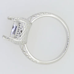 Sterling Silver Semi Mount Ring Setting for Cushion 11x9mm with Milgrain Design, make to order.