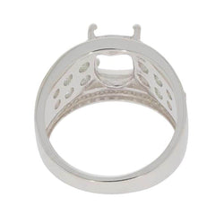 Sterling silver semi mount ring setting with cushion shape 9x7mm space for stone, polished dome design, made to order.