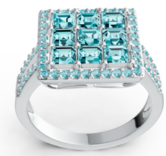 Elegant Mosaic Birthstone Ring – Square 9-Stone Grid Design with Pavé Halo, 12 Gemstone Variants, Luxury Statement Jewelry PJC3217R