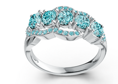 Elegant Five-Stone Birthstone Ring – Curved Round Gem Design with Micro-Pavé Accents, 12 Gemstone Variants, Luxury Statement Jewelry DK21200R