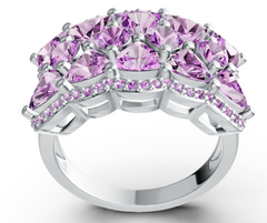 Elegant Floral Halo Birthstone Ring – Cushion-Cut Center Stone with Marquise Petal Accents, 12 Gemstone Variants, Luxury Statement Jewelry PJC4360R