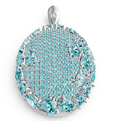 Elegant Oval Pavé Birthstone Pendant – Luxury Micro-Pavé Center with Gemstone Halo, 12 Variant Options, Premium Sparkling Jewelry PJC0550P