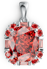 Elegant Oval Halo Birthstone Pendant – Mixed Round & Baguette Crystal Accents, 12 Gemstone Variants, Luxury Statement Necklace PJC4777P