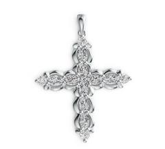 Elegant Crystal Cross Pendant Necklace – Micro-Pavé Halo Design, Premium Sparkling Religious Jewelry PJC4708P