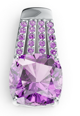 Elegant Cushion-Cut Birthstone Solitaire Pendant – Filigree Basket Setting with Pavé Bail, 12 Gemstone Variants PJC17536P