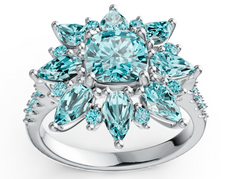 Elegant Floral Halo Birthstone Ring – Cushion-Cut Center Stone with Marquise Petal Accents, 12 Gemstone Variants, Luxury Statement Jewelry PJC36787R