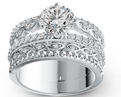 Elegant Multi-Band Birthstone Ring – Round Center Gem with Micro-Pavé Layered Design, 12 Gemstone Variants, Luxury Statement Jewelry PJC4992R