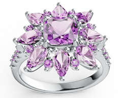 Elegant Floral Halo Birthstone Ring – Cushion-Cut Center Stone with Marquise Petal Accents, 12 Gemstone Variants, Luxury Statement Jewelry PJC36787R