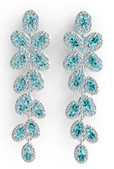 Elegant Teardrop Halo Birthstone Earrings – Marquise Gemstone Fan Design with Micro-Pavé Center, 12 Gemstone Variants PJC36804E