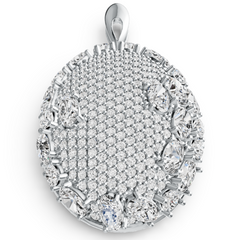 Elegant Oval Pavé Birthstone Pendant – Luxury Micro-Pavé Center with Gemstone Halo, 12 Variant Options, Premium Sparkling Jewelry PJC0550P
