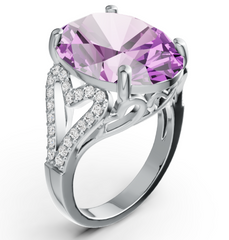 Elegant Floral Cluster Birthstone Ring – 12 Gemstone Variants, Triple-Stone Halo Design, Luxury Micro-Pavé Jewelry PJC4580R
