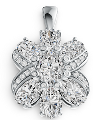 Elegant Floral Cluster Birthstone Pendant – Multi-Shape Gemstone Petals with Pavé Accents, 12 Birthstone Variants PJC1809P