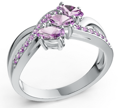 Elegant Three-Stone Marquise Birthstone Ring – Split Shank Design with Pavé Accents, 12 Gemstone Variants PJC4610R