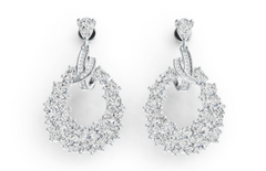 Elegant Pavé Wreath Dangle Earrings – Twisted Loop Accent, Sparkling Crystal Statement Jewelry PJC6744E