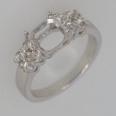 Sterling Silver Semi Mount Ring Setting with Asscher SQ 7x7mm White Topaz placeholder gemstone for custom orders.